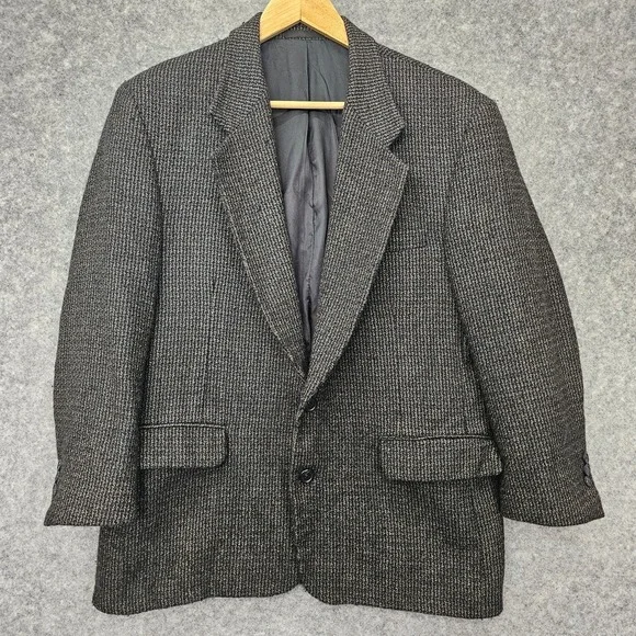 Peruvian Alpaca Blazer Mens 40S M Black LE COLLEZIONI Tweed Fleck Sport Coat USA